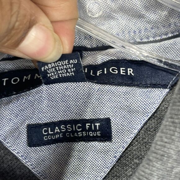 Tommy Hilfiger Men Large Polo Shirt Classic Fit Short Sleeve Gray - Picture 12 of 15